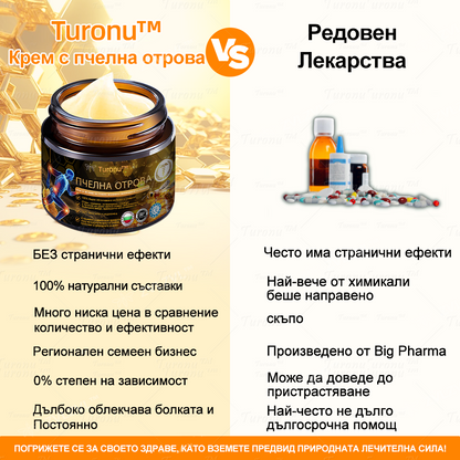 Turonu™ 🍯 Пчелна отрова незабавен ултра силен крем за облекчаване на болката - (облекчава болката от артрит, мускулни болки, болки в гърба, колене, гръб, рамене, бедра, китки, ръце)